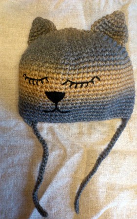 Crochet Sleepy Cat Hat